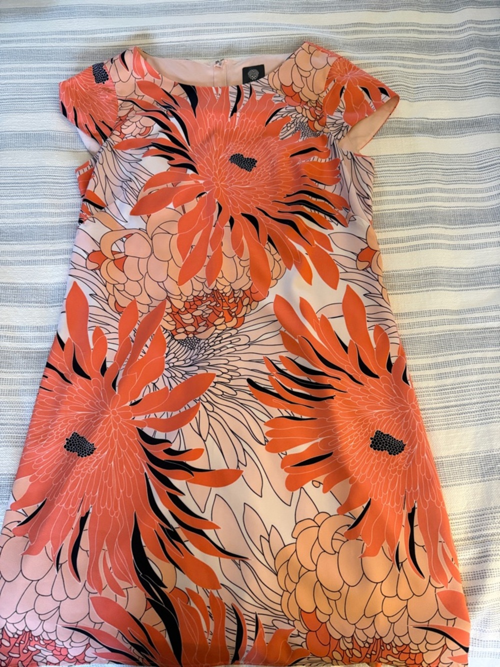 Vince Camuto Orange Floral Cap-Sleeve Mini Dress